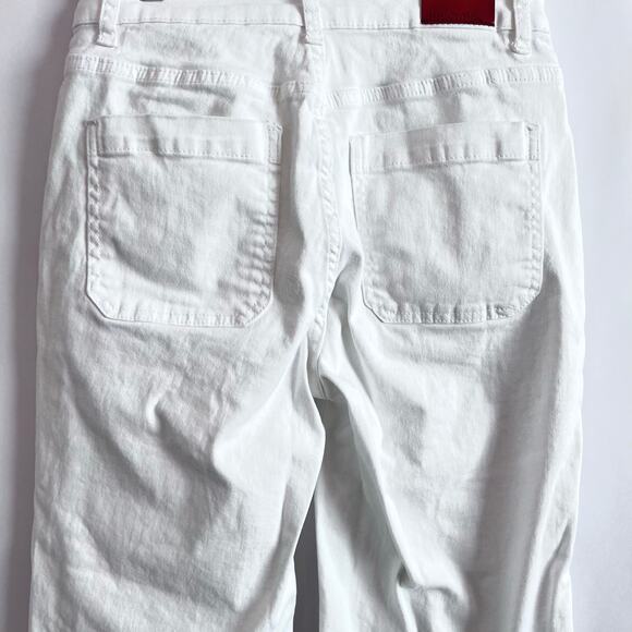 WOMENS WIDE LEG CROPPED JEANS HIGH WAISTED FRONT AND BACK POCKETS WHITE  SIZE S - Picture 5 of 12